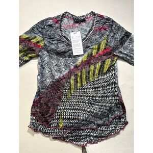 Carine Women's XS Abstract Print Top Stretch Lightweight Blouse NWT